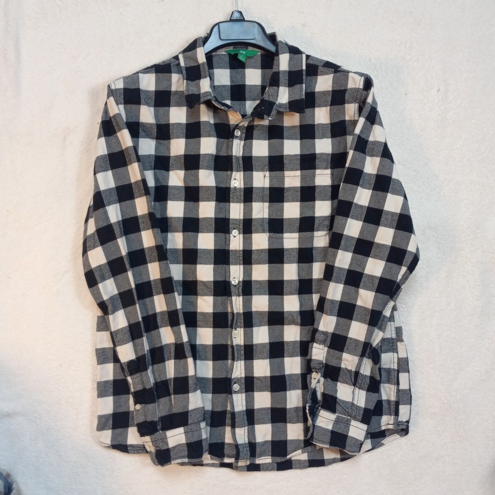 DIP Long Sleeved Black/White Flannel Shirt Size L